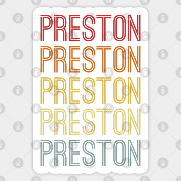 Preston Name Vintage Retro Pattern Sticker by CoolDesignsDz